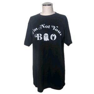 Graphic Tee Women's Black Halloween Ghost BOO T-shirt Size Small/ Medium